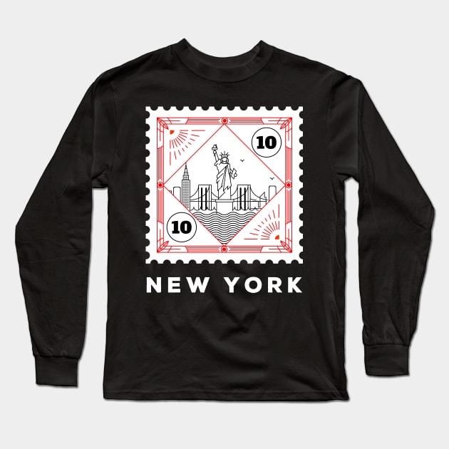 New York Stamp Design Long Sleeve T-Shirt by kursatunsal